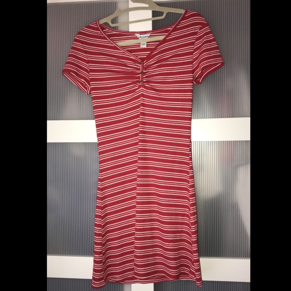 red and white striped midi dress